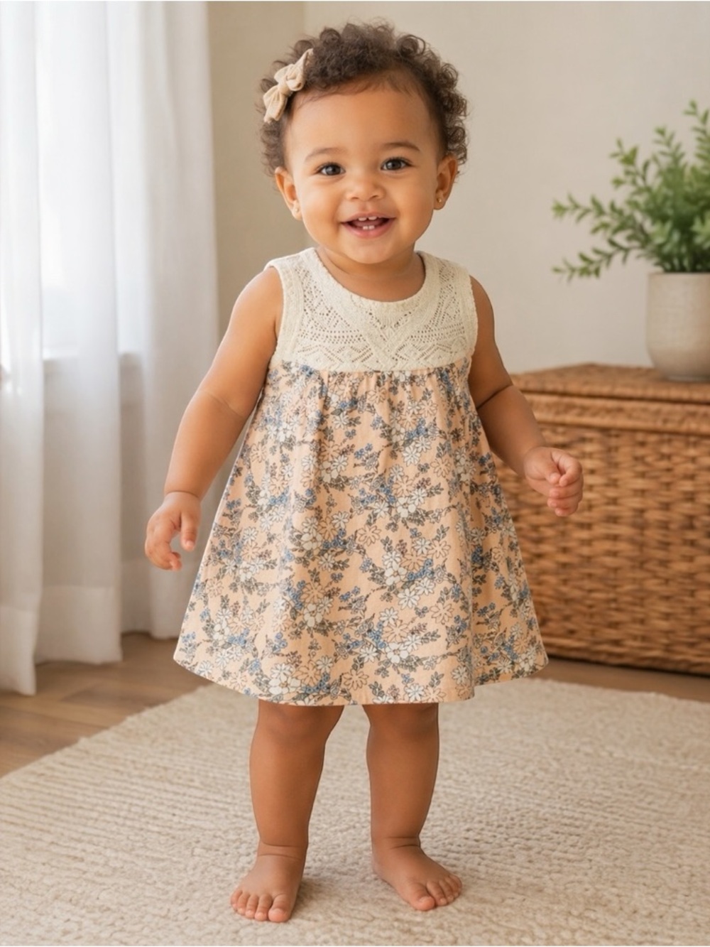 Harper Canyon Baby Girls Floral Tank  Dress, Pink, Size 12 Months, NEW